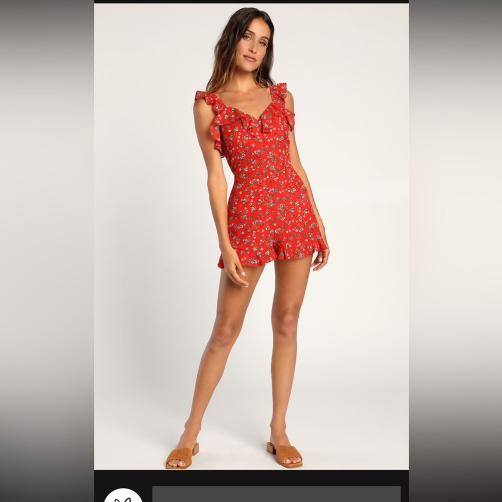 Red Floral Romper from Lulus